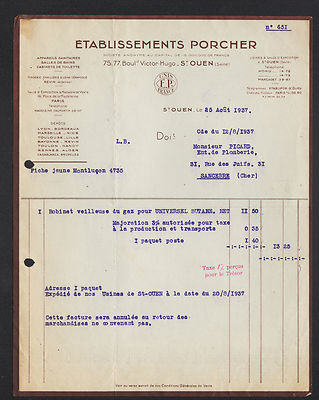 SAINT-OUEN (93) CERAMIC FACTORY of REVIN (08) ENAMEL ''Ets. PORCHER'' in 1937