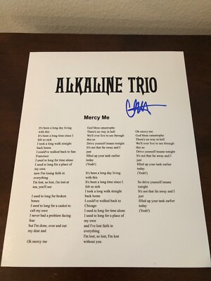 Matthew Matt Skiba Alkaline Trio I Wanna Be A Warhol Signed Lyric Sheet COA E2