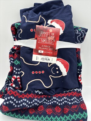 New Women's Winter PJ Set Sz XL with Gingerbread Men,Candy Canes,Snowflakes*