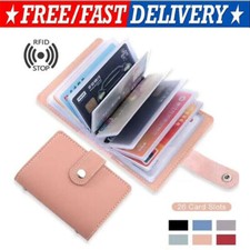 RFID Blocking ID Credit Card Holder 26 Cards Slim PU Leather Pocker Case Wallet