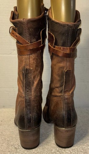 Freebird by Steven Caden Boots Women 8 Shoes Brown Red Leather Straps Heeled - Picture 2 of 12
