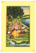 Dipinto Di Lord Ganesha Fatto A Mano Arte Religiosa Etnica Su 7x10 Pollici