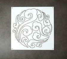 Sashiko Embroidery Template Quilting Stencils Circle Clouds Pattern 22cm