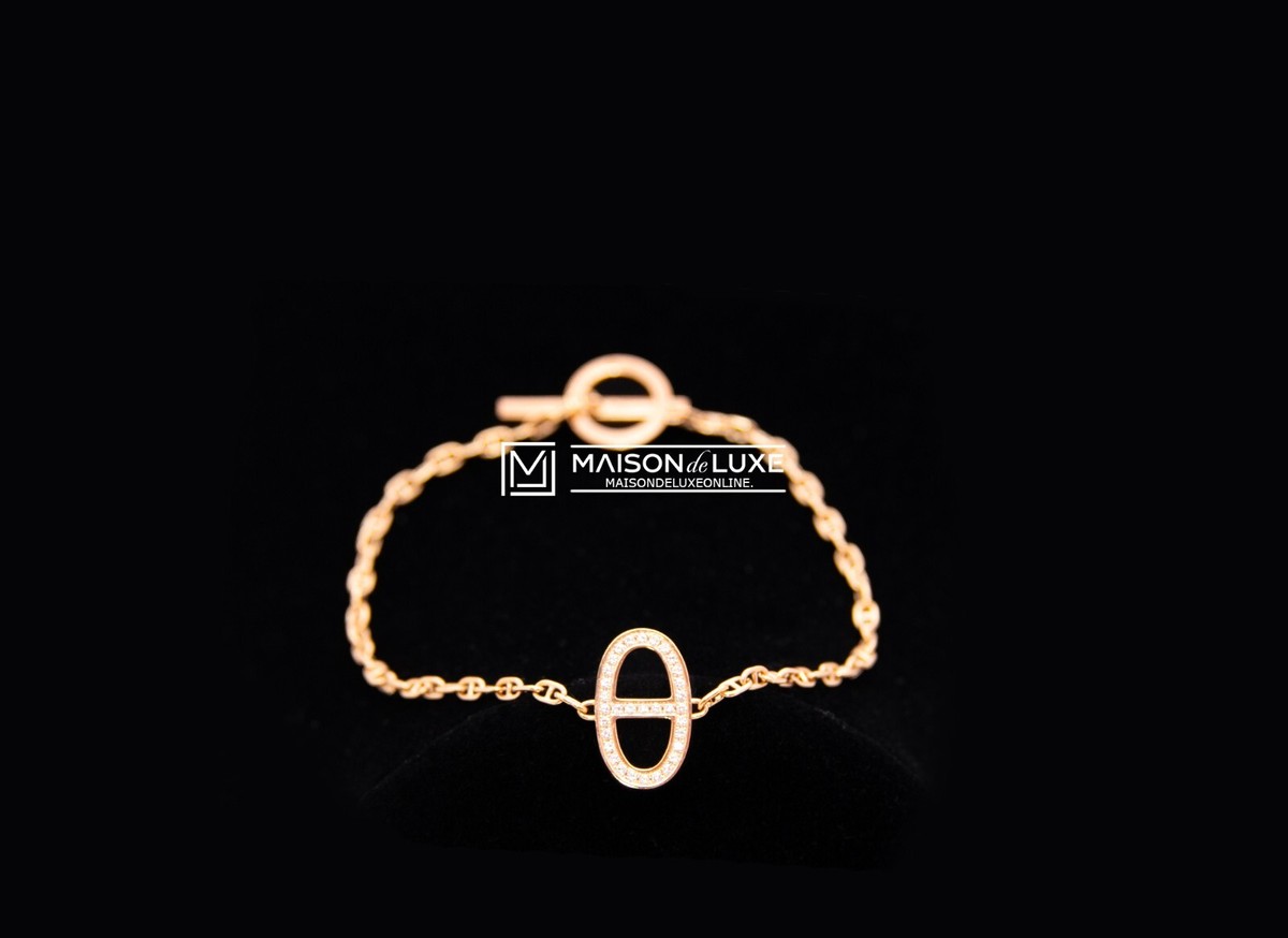 New Hermes 18K ROSE GOLD CHAINE D'ANCRE CONTOUR Bracelet LG