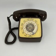 VINTAGE GTE AUTOMATIC ELECTRIC BROWN  Yellow ROTARY MODULAR DESK PHONE