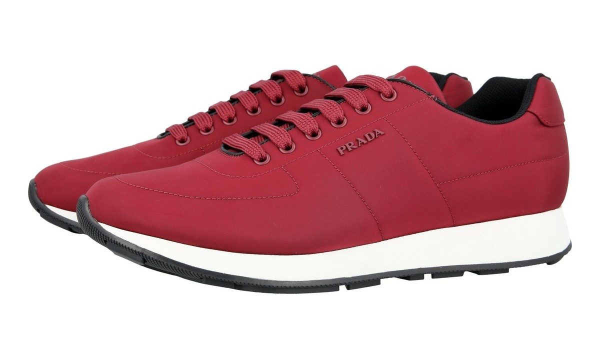 Men\'s Red Prada Size 11 Red/silver Patent Leather And Technical Fabric Prada  main image 4