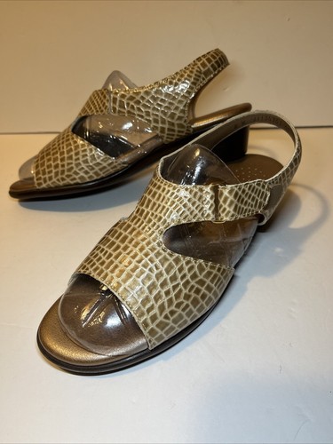 SAS 8 W sandalo sling-back pelle oro stampa serpente/animale scarpe donna comode