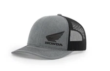 Honda Wing Embroidered RICHARDSON 112 Trucker Snapback Hat Grey/Black BRAND NEW