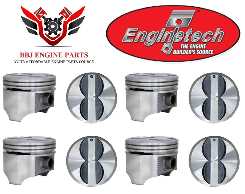 Chevy Chevrolet GMC (8) 307 Sbc V8 1968 - 1973 (8) Enginetech Flat Top Pistons - Image 3 of 3