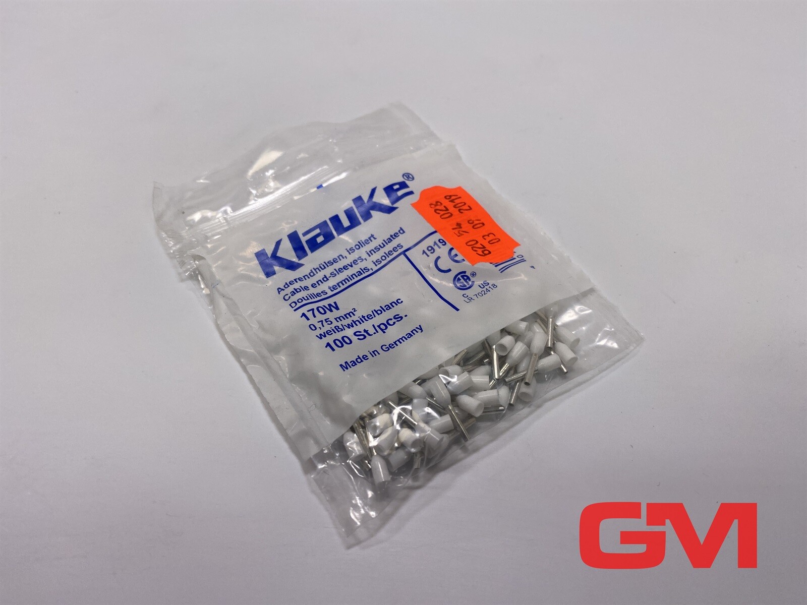 100x Klauke Cable End-Sleeves Insulated 170W 0.75mm²