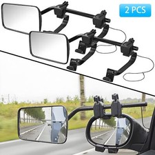 Pair Universal Towing Mirror Flat Rearview Auxiliary Mirror For RV Truck Caravan