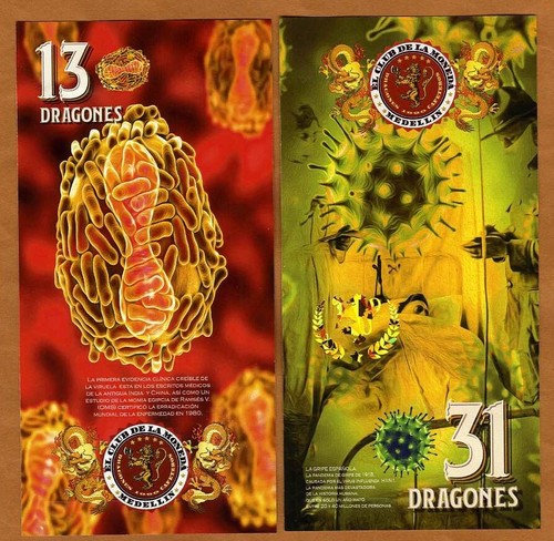 POLYMER SET, El Club De La Moneda 13;31 Dragones 2020 Major Pandemics + FOLDER - Picture 2 of 4