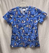 Scrub Wear Penguin Pattern Size Small Multicolored Scrub Top