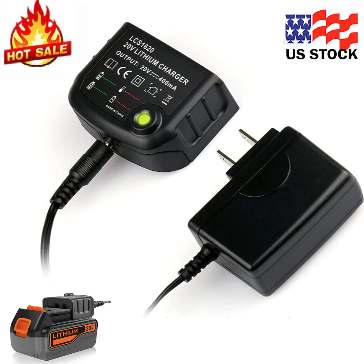 20V MAX Lithium LCS1620 Battery Charger For Black Decker Tools Drill LBXR20  LB20
