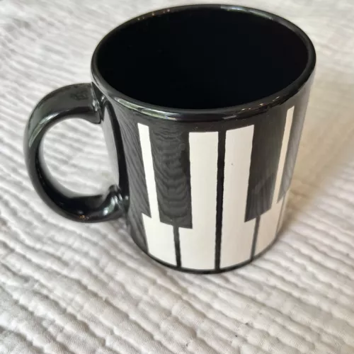 Vintage 80s Waechtersbach Black Piano Keys Coffee Mug Made in W. Germany