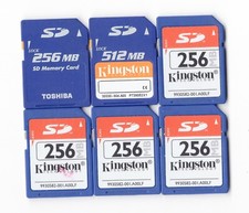 Lot Of 6x Kingston / Toshiba 256MB / 512MB MEGABYTE SD Camera Memory Cards