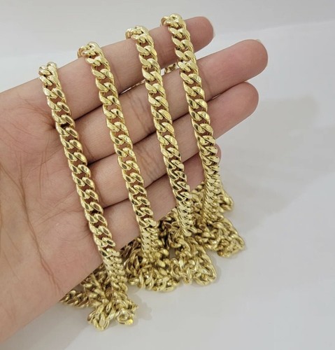 Real Gold 7mm 24" Miami Cuban Link Necklace 10KT Yellow Gold Chain Strong Links - Picture 8 of 12