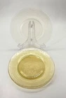 Vtg Set of 4 Macbeth Evans Yellow Depression Glass Stippled Rose Band 8" Plates