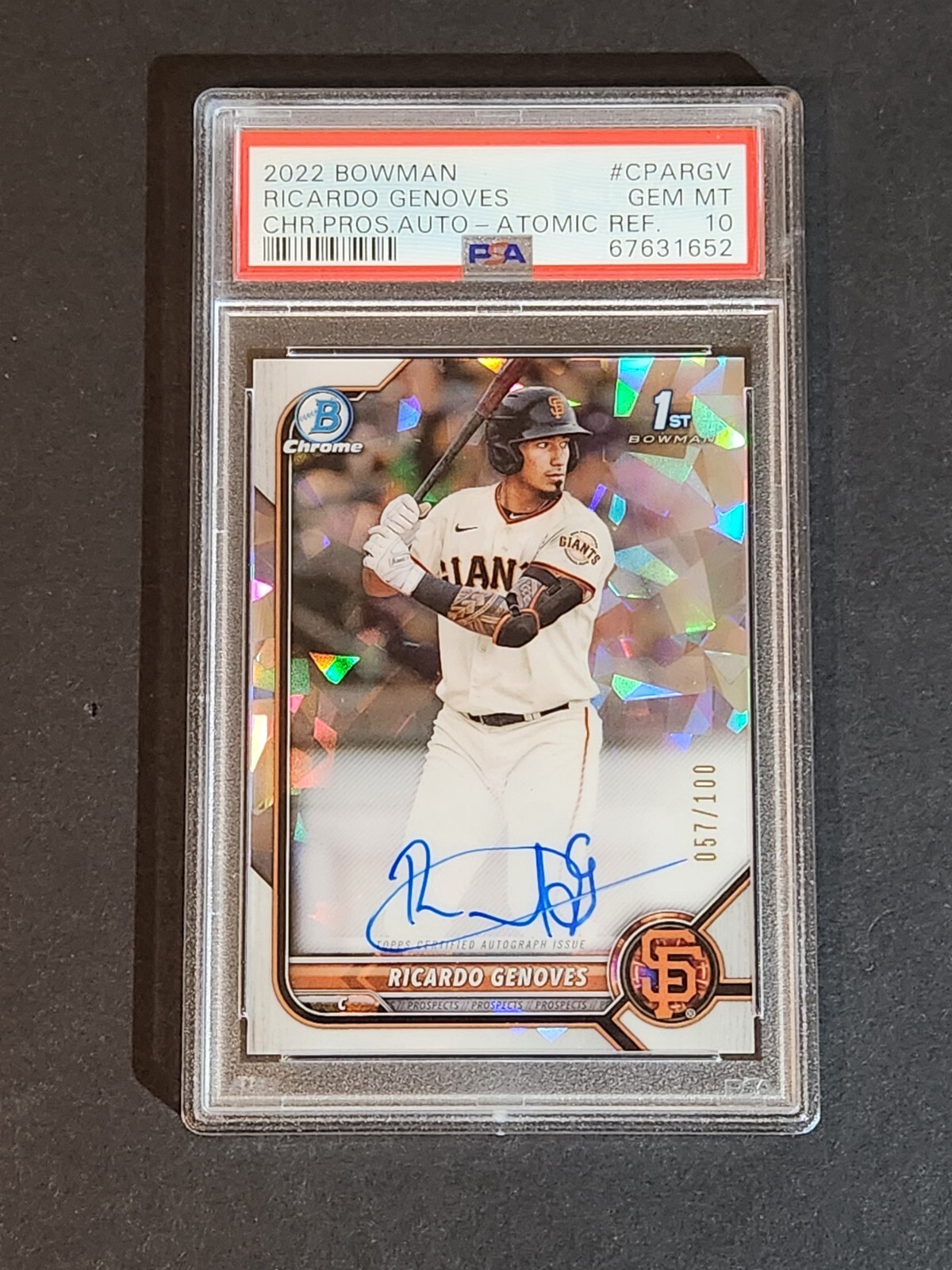 2022 1st Bowman Chrome Atomic Refractor Ricardo Genoves /100 PSA 10 Auto