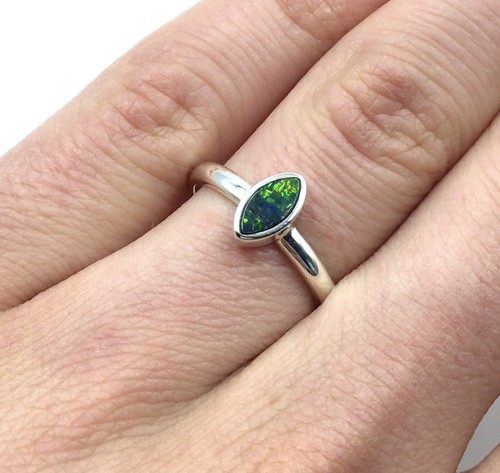 Anillo de plata 925 ópalo de roca australiano joyería minimalista 18,8 mm / 59 - Imagen 2 de 13