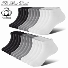 3-12 Pairs Mens Womens Ankle Socks Cotton Solid Low Cut High Quality Size 9-13