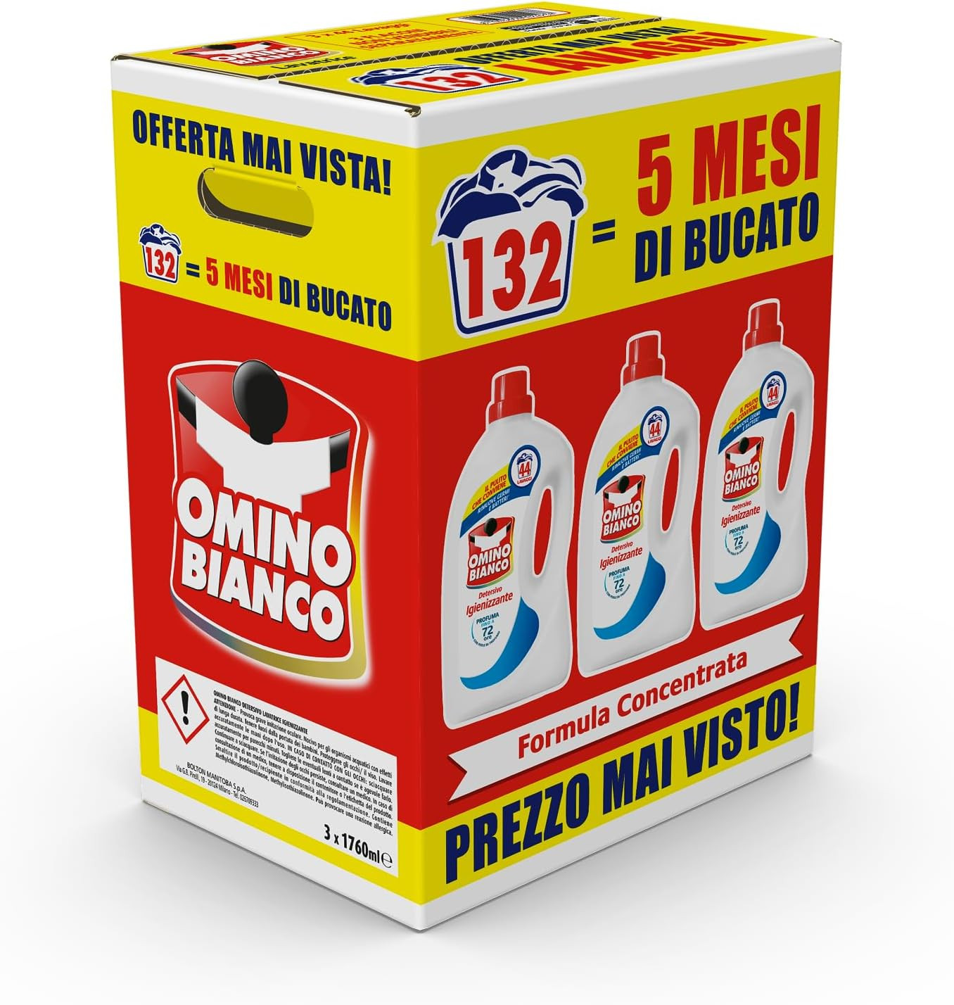 - Detersivo Lavatrice Igienizzante Liquido, 132 Lavaggi, Igienizza I Capi E Rimu