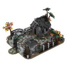 Custom MOC-82593 Medieval Graveyard Shop Shaped Small Particle 1194 Parts