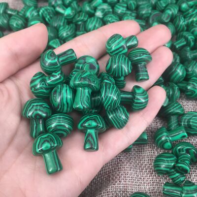 Wholesale 50pcs Mini Artificial Malachite Stone Mushroom Hand Carved Healing