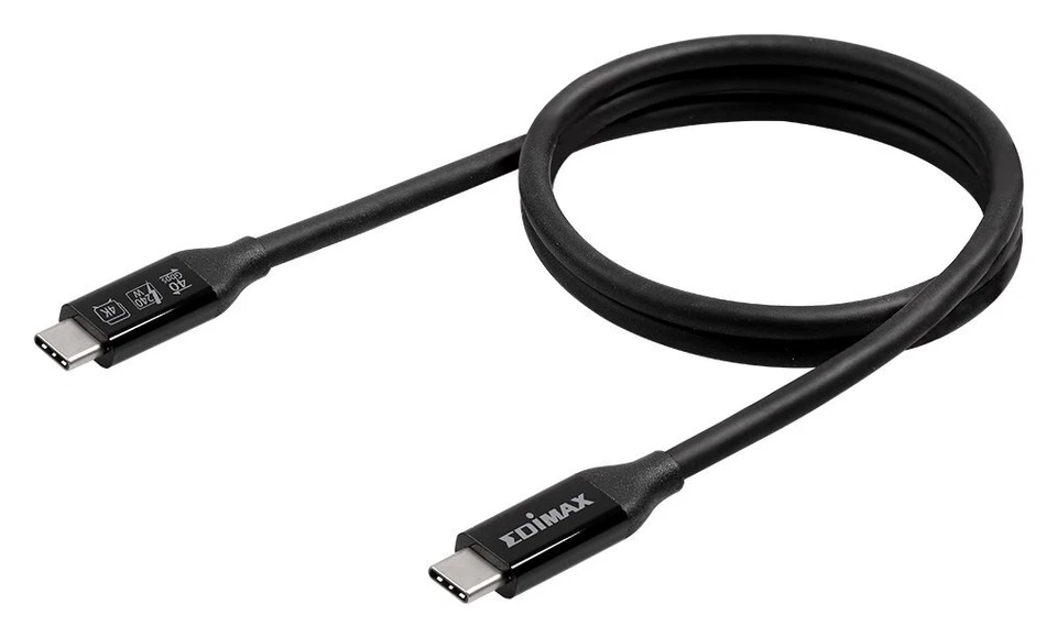 Edimax Cavo USB C UC4 SERIES 240W Usb4 Thunderbolt 3 Black 0,5m UC4 005TB - Immagine 3 di 3