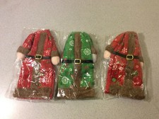 Set of 3 Wine Bottle Outfits Santa Christmas Holiday Decorations with Hats