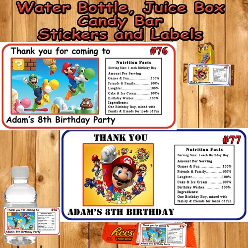 Super Smash Mario Brothers Birthday Stickers 1 Sheet Round Favor Labels Persz - Picture 11 of 12