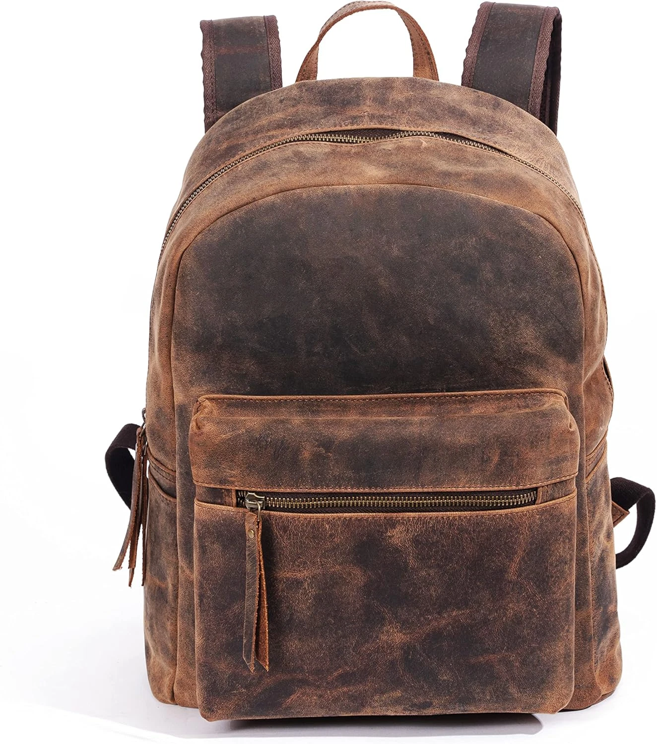 Stylish 15" Leather Backpack for Travel, Hiking & Camping - Unisex Rucksack