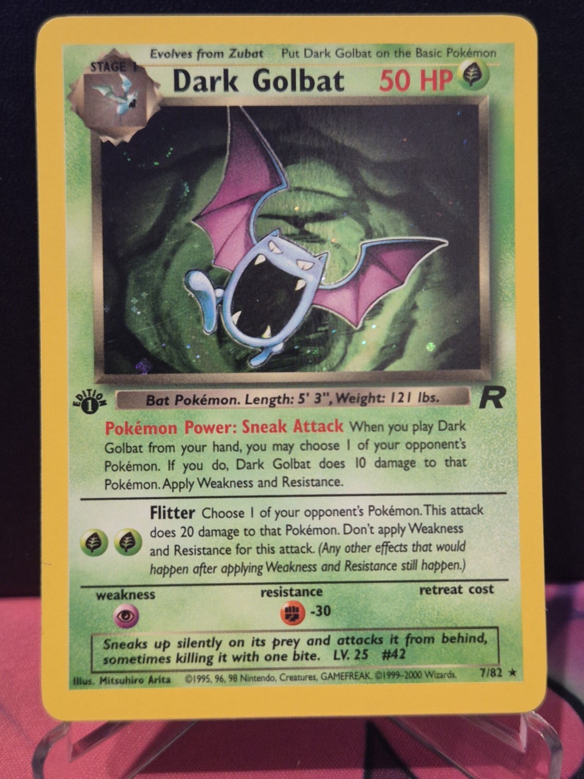 Dark Golbat NM 7/82 - 1st Edition Holo Team Rocket Pokemon 1999 WOTC