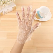 100pcs Disposable Transparent Plastic Gloves Waterproof Food Hygienic Protective