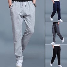 Mens Fleece Open Hem Bottoms Track Pants Casual Joggers Jogging Trousers S 5X