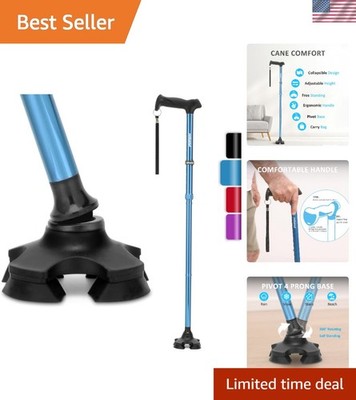 Sleek Lightweight Walking Stick with Pivoting Base - Ideal for Seniors & Adults