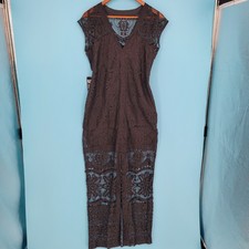 NWT Express Black Lace Maxi Dress Womens Medium Crochet Gothic feminine fitted
