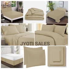 Best Bedding 1000TC/1200TC 100% Cotton US Sizes Select Item Taupe Solid