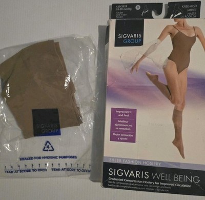 Sigvaris Women's Graduated Compression Hosery. 15-20mmHg. Sheer Taupe, Size B