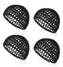 4 Pcs Tubi Hair Wrap for Silk Press, Black Mesh Hair Nets for Sleeping