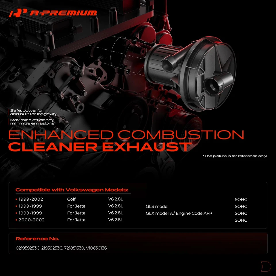 Bomba de inyección de aire secundaria A-Premium para Volkswagen Golf Jetta 1999-2002 SOHC Foto 2 de 4