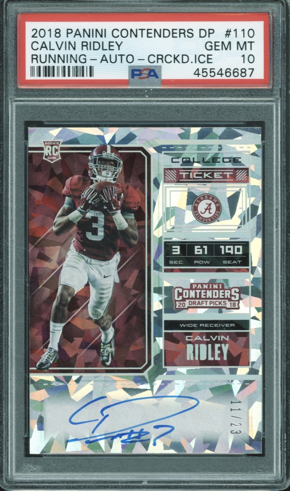 Calvin Ridley Panini Contenders Draft Picks #110 Running-Autograph-Cracked Ice