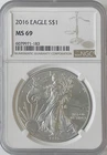 2016 US Silver Eagle NGC MS69 - Classic Brown Label