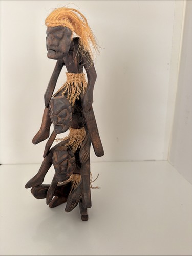 Native African Tribe Primitive Carved Wooden Decorative Art Statue 11” Tiki Bar