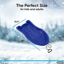 Superio Toboggan Snow Sled For Kids And Adults 37 Plastic Sled With - Blue