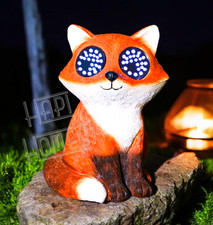 Garden Animal Ornament Fox Blinking Eyes Solar LED Light Outdoor Statue 56 LED