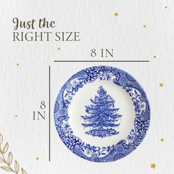 Spode Blue Italian 8" Christmas Plate - Festive Holiday Earthenware Serveware