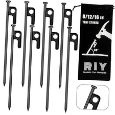  Tent Stakes Heavy Duty 8 inch Metal Tent Pegs for Camping Steel Tent 8IN-8pcs