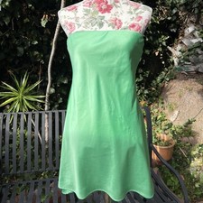 Show me your Mumu satin green strapless mini dress flowy hem