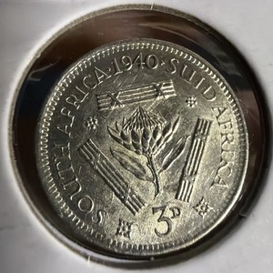1940 South Africa silver 3 pence, George Vi. Better Grade G9757
